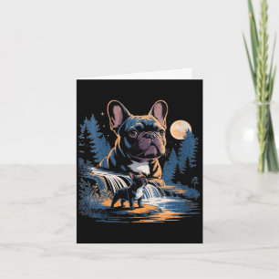 Women's french bulldog howling to the moon meme card