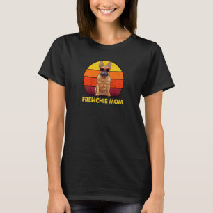 Womens Frenchie Mom Retro Sunset Sunglasses Women T-Shirt