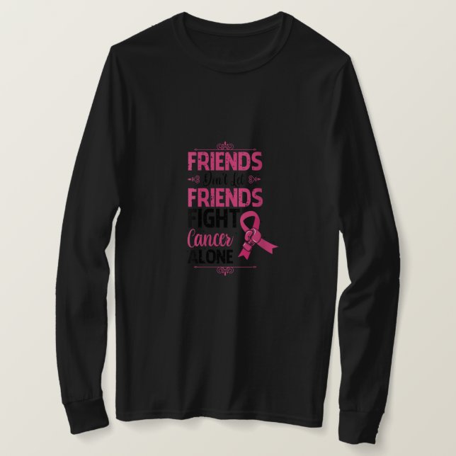 Womens Friends Don't Let Friends Fight Cancer V-Ne T-Shirt (Design Front)