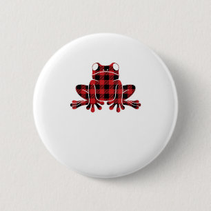 Womens Frog Red Buffalo Plaid Christmas 6 Cm Round Badge