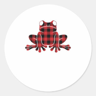 Womens Frog Red Buffalo Plaid Christmas Classic Round Sticker