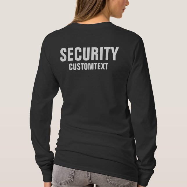 Womens Front & Back Double Sided Security Black T-Shirt (Back)
