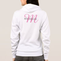 Women's Full Zip White Hoodie Monogram Name