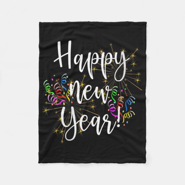 Womens Fun Happy New Year Day Eve Party Fireworks  Fleece Blanket (Front)