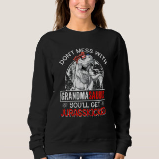 Womens Fun Women Retro Grandmasaurus Dinosaur Rex  Sweatshirt