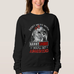 Womens Fun Women Retro Nannysaurus Dinosaur Rex Mo Sweatshirt