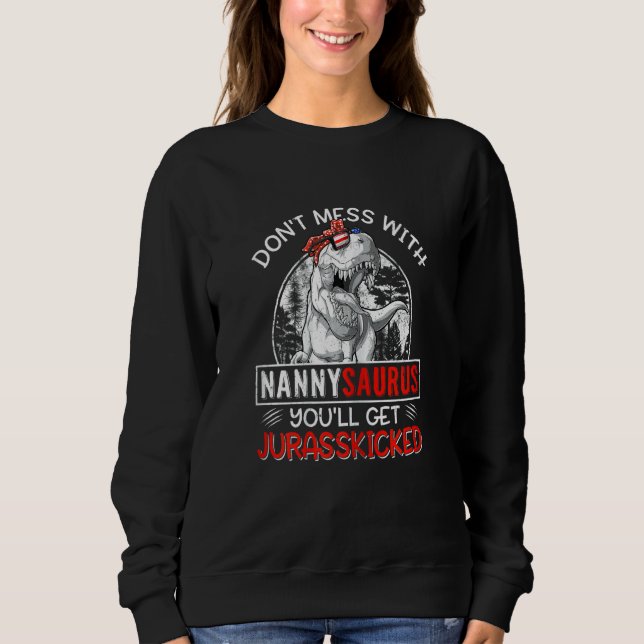 Womens Fun Women Retro Nannysaurus Dinosaur Rex Mo Sweatshirt (Front)