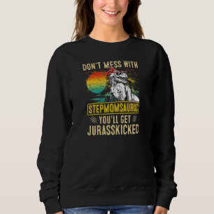 Womens Fun Women Retro Stepmomsaurus Dinosaur Rex Sweatshirt