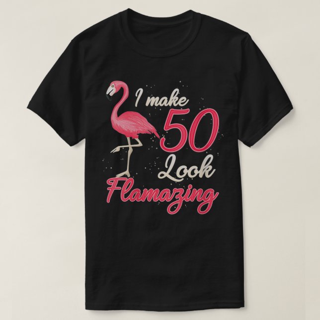 Womens Funny 50 Years Old Women Gift Flamingo 50th T-Shirt (Design Front)