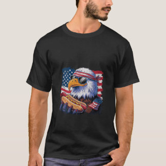 Womens Funny Bald Eagle Hotdog American Flag 4th O T-Shirt