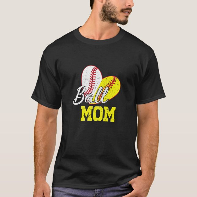 Womens Funny Ball Mum Softball Baseball Gifts For T-Shirt (Front)