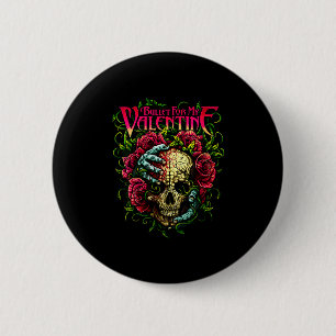 Womens Funny Bullet My Valentine Skull Roses And R 6 Cm Round Badge
