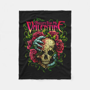 Womens Funny Bullet My Valentine Skull Roses And R Fleece Blanket