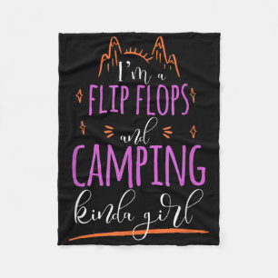 Womens Funny Camper Shirt Flip Flops And Camping K Fleece Blanket