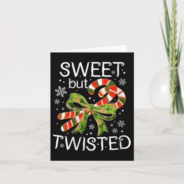 Womens Funny Candy Cane Sweet But Twisted Christma Card (Front)