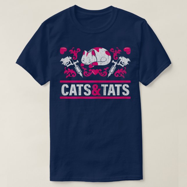 Womens Funny Cats and Tats Gift Tattoo Ink Tattoo  T-Shirt (Design Front)