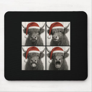 Womens Funny Christmas Highland Cow Santa Photo Bo Mouse Pad