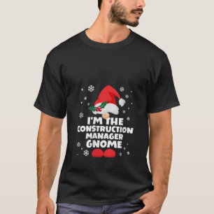 Womens Funny Construction Manager Gnome Family Mat T-Shirt