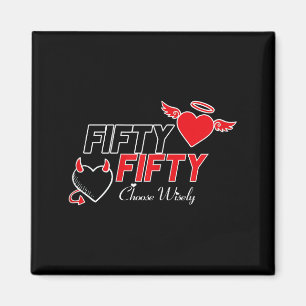 Womens Funny Cute Angel Devil Choose Wisely Fifty  Magnet