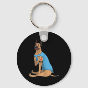 Womens Funny Dog Great Dane I Love Mum Tattoo Gift Key Ring