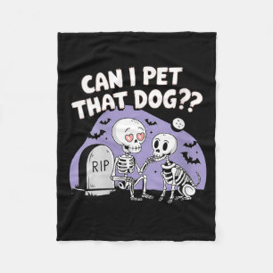 Womens Funny Dog Lover Skeleton Skull Funny Fleece Blanket