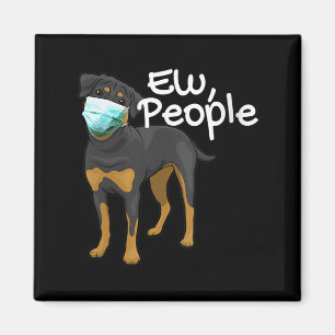 Womens Funny Dog Wearing a Mask Sign - Rottweiler Magnet