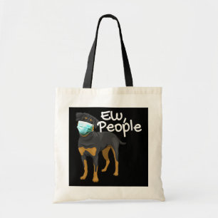 Womens Funny Dog Wearing a Mask Sign Rottweiler Tote Bag