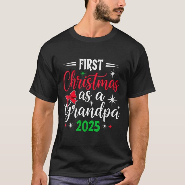 Womens Funny First Christmas As Grandpa 2025 Match T-Shirt (Front)