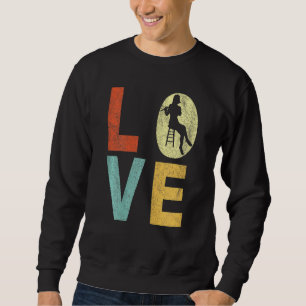 Womens Funny Flute Player Flute Love Flautist Retr Sweatshirt