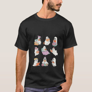 Womens Funny Ghost Book Reading Halloween Books Lo T-Shirt