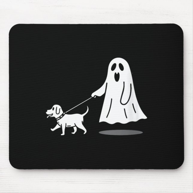 Womens Funny Ghost Walking Dog Ghost Dog Halloween Mouse Pad (Front)