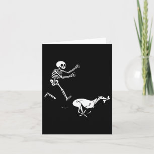 Womens Funny Ghound Running Skeleton Halloween V-n Card