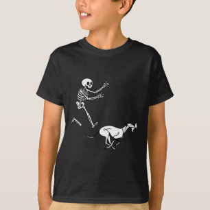 Womens Funny Ghound Running Skeleton Halloween V-n T-Shirt