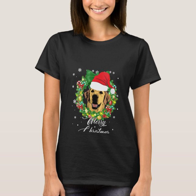 Womens Funny Golden Retriever Dog Snow Christmas H T-Shirt (Front)