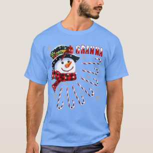 Womens Funny Granna Christmas Snowman with Candy C T-Shirt