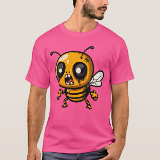 Womens Funny Halloween Honey Bee Zombie Comic VNec T-Shirt