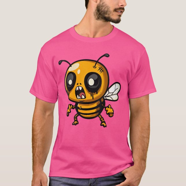 Womens Funny Halloween Honey Bee Zombie Comic VNec T-Shirt (Front)