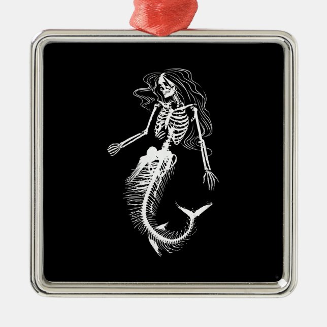 Womens Funny Halloween Mermaid Skeleton Gift Cool Metal Tree Decoration (Front)
