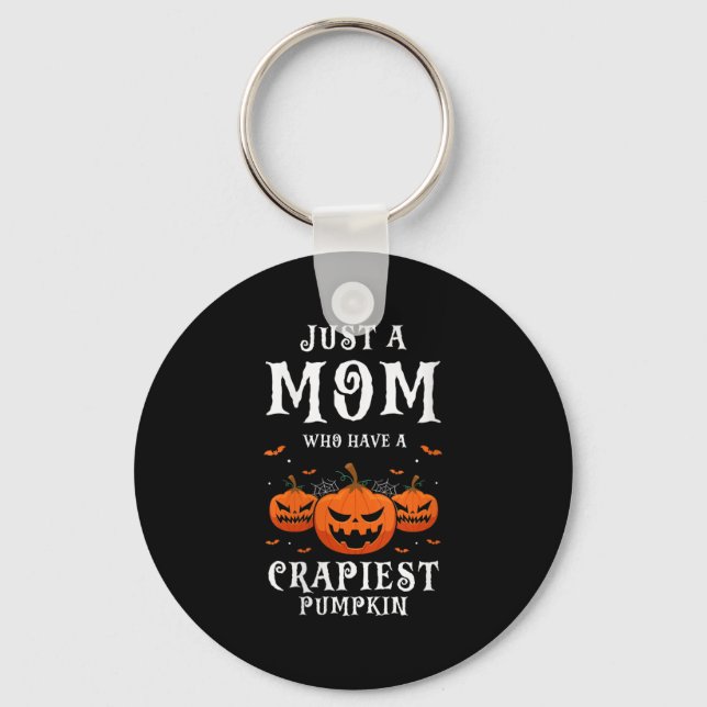 Womens Funny Halloween Mum With The Silliest Pumpk Key Ring (Front)