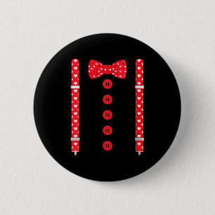 Women's Funny Hearts Bow Tie Suspenders Valentine' 6 Cm Round Badge