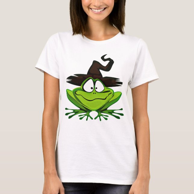 Women's Funny Holiday Novelty FROG WITCH T-Shirt (Front)