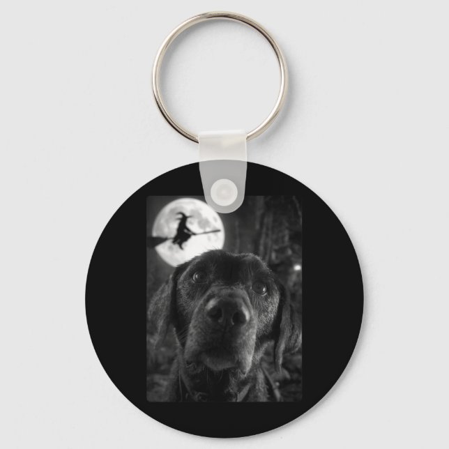 Womens Funny Labrador Selfie Full Moon Flying Key Ring (Front)