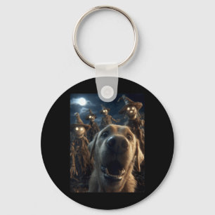 Womens Funny Labrador Selfie With Scarecrows Key Ring