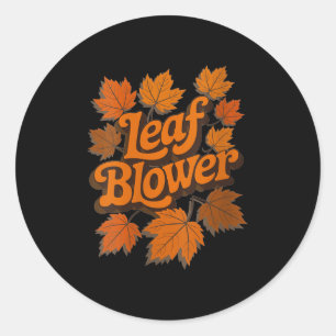 Womens Funny Leaf Blower Fall Autumn Costume Match Classic Round Sticker