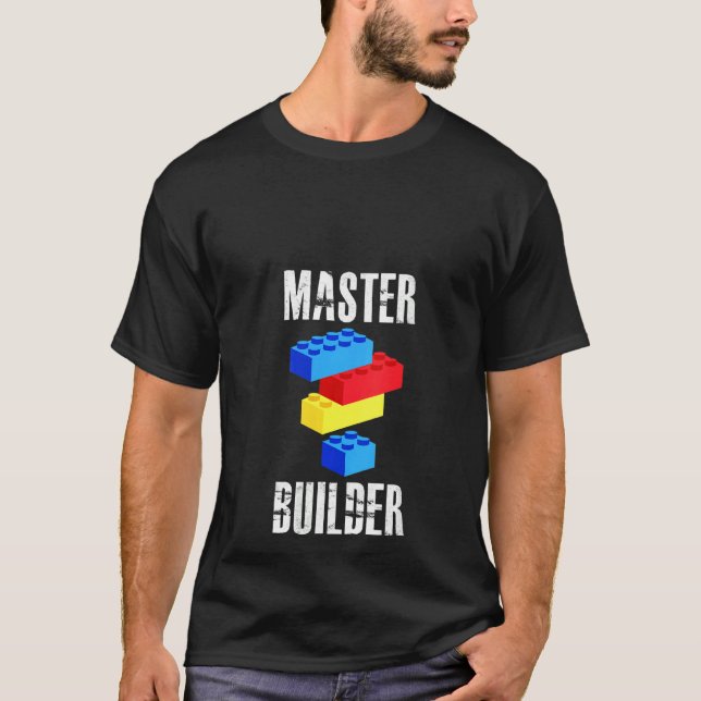 Womens Funny Master Builder Building Blocks T-Shirt (Front)