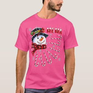 Womens Funny Mema Christmas Snowman with Candy Can T-Shirt