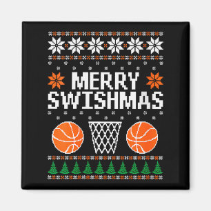 Womens Funny Merry Swishmas Xmas Basketball Ugly C Magnet