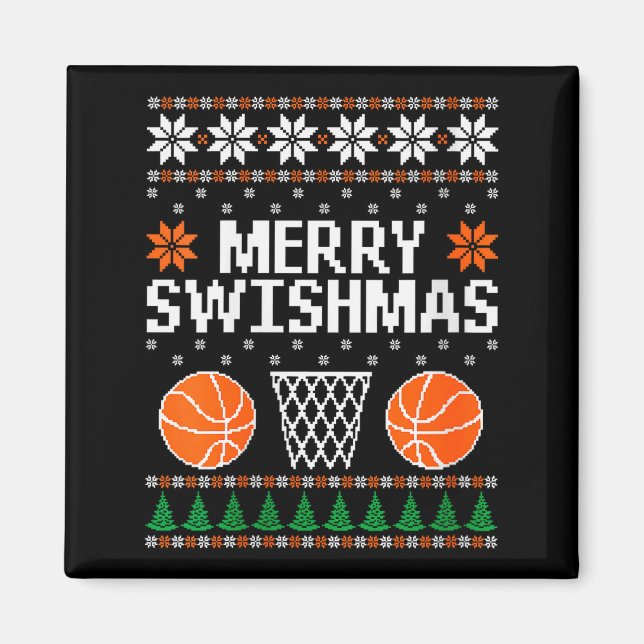 Womens Funny Merry Swishmas Xmas Basketball Ugly C Magnet (Front)