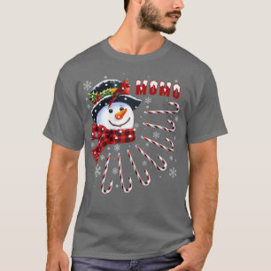 Womens Funny Momo Christmas Snowman with Candy Can T-Shirt