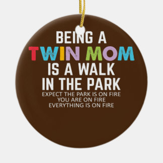 Womens Funny Mum Of Twins Saying Twin Mum Mothers Ceramic Tree Decoration